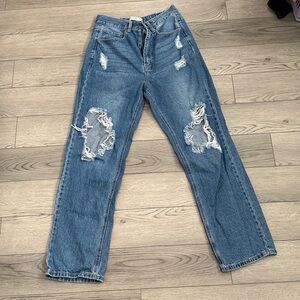 Wax Jean Distressed Women's Blue Denim Jeans Medium with Vintage Aesthetic